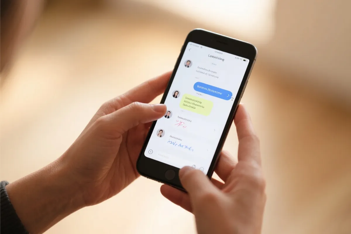 手机上展示住宿预订沟通与行程规划的画面